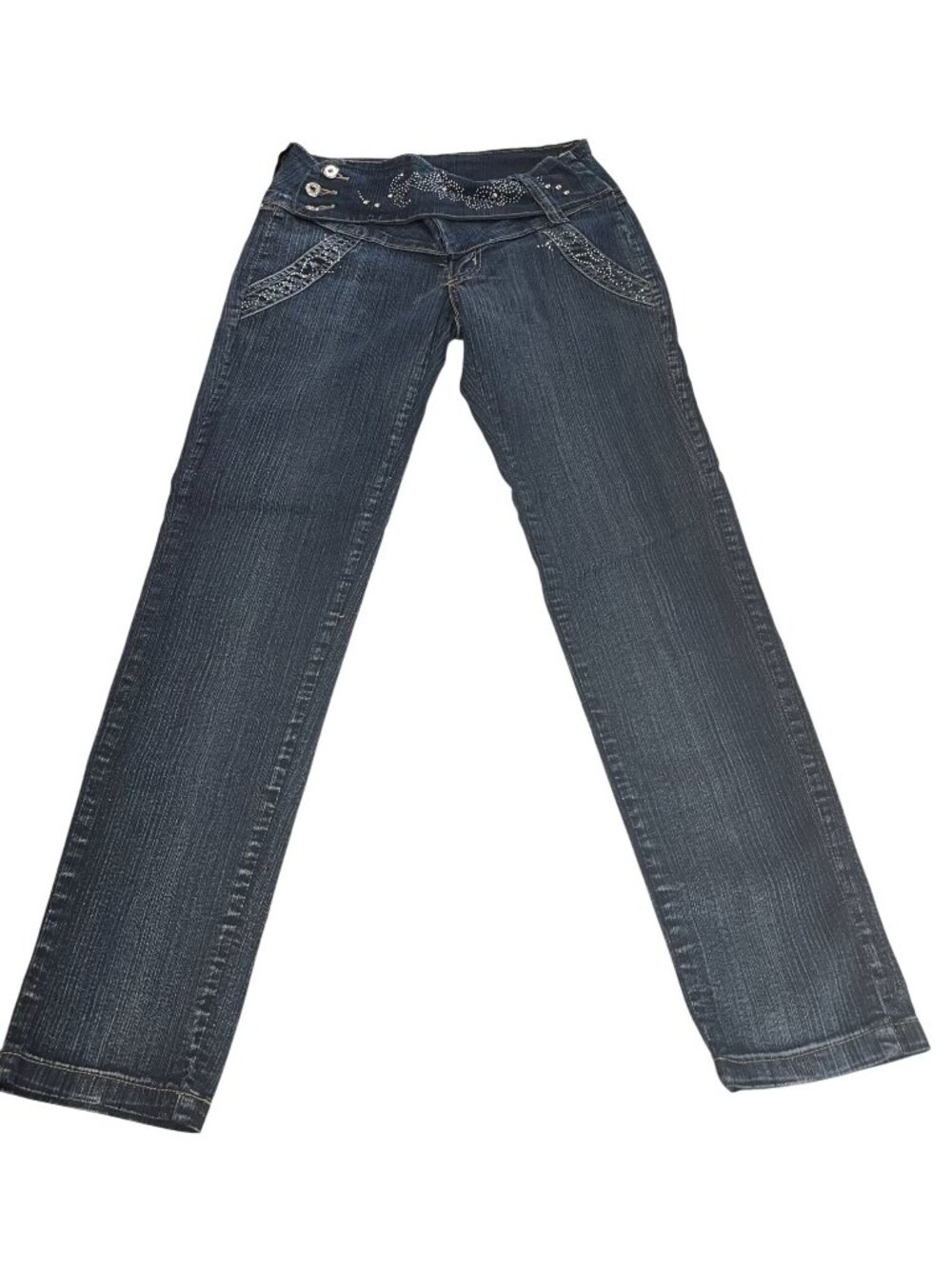 Vintage Y2K Transito Embellished Rhinestone Low Rise Jeans 40/10 Festival Indie